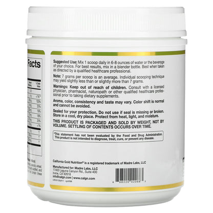 California Gold Nutrition, Bone Food with Collagen Peptides, Hyaluronic Acid, plus Vitamins & Minerals, Unflavored , 14.5 oz (411 g)