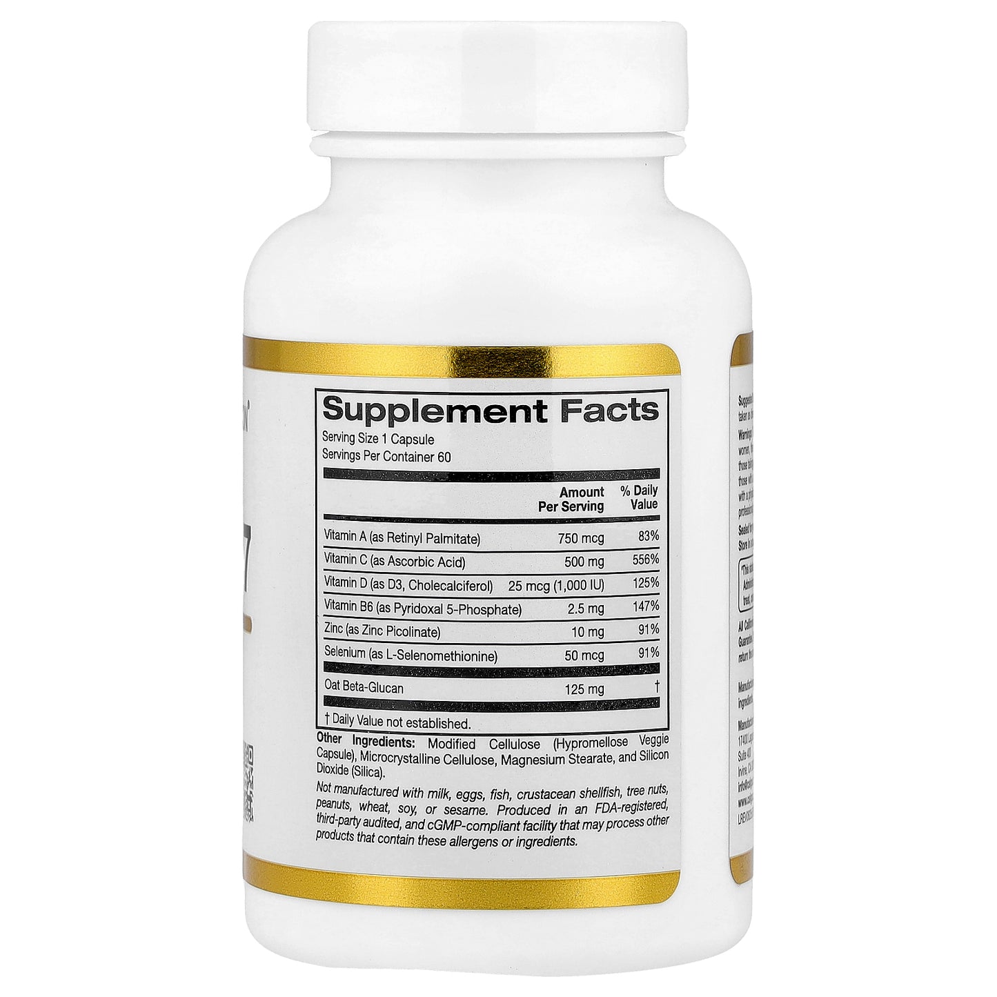 California Gold Nutrition, Defender 7, with A, C, D3, B6, Zinc, Selenium & Beta-Glucan, 60 Veggie Capsules