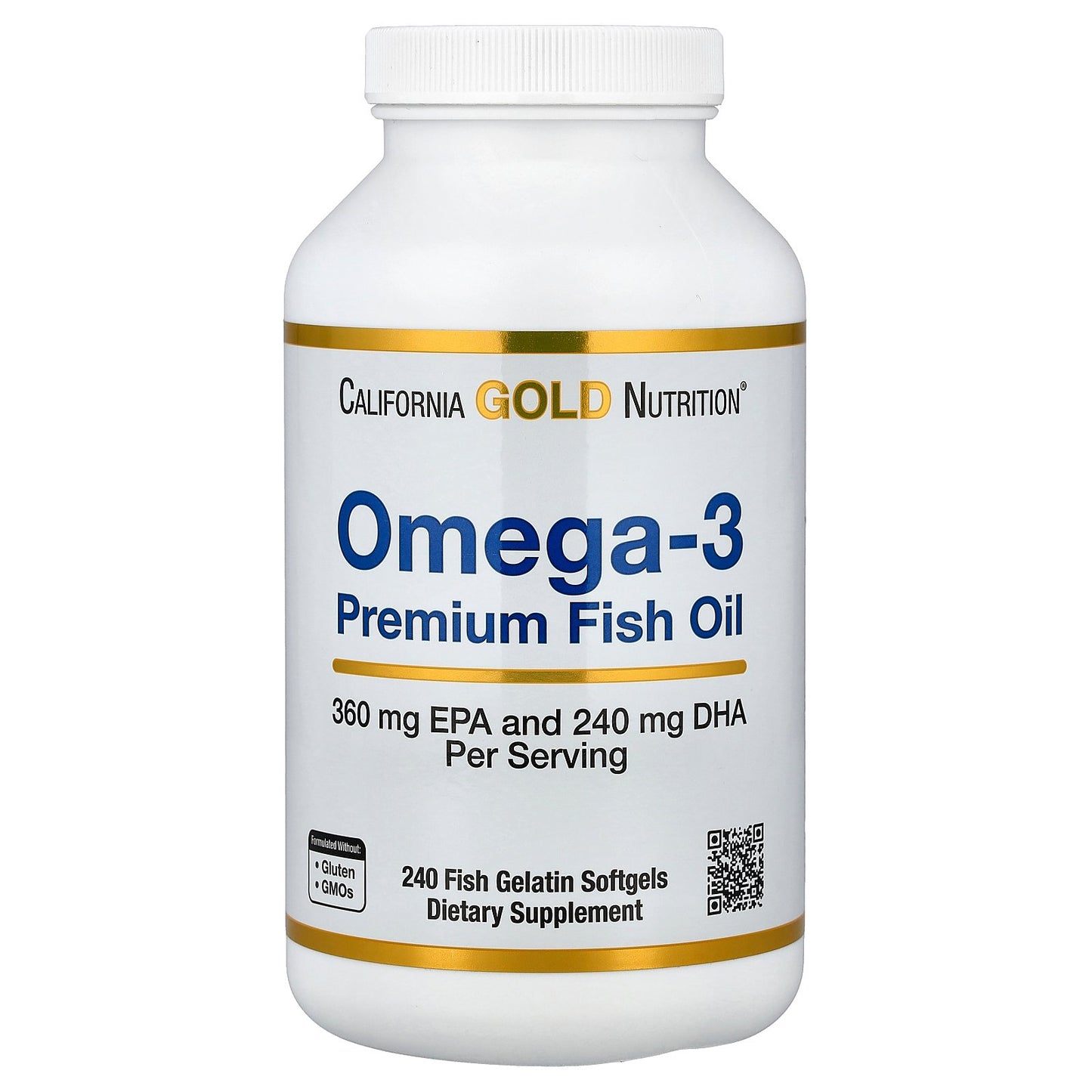 California Gold Nutrition, Omega-3, Premium Fish Oil, 240 Fish Gelatin Softgels