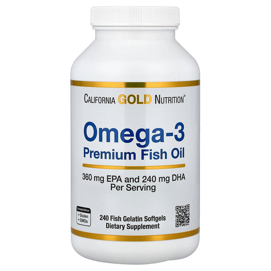 California Gold Nutrition, Omega-3, Premium Fish Oil, 240 Fish Gelatin Softgels