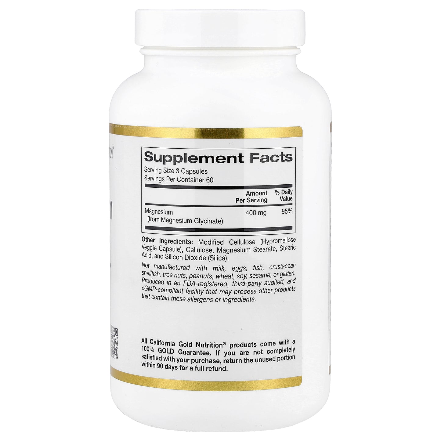 California Gold Nutrition, Magnesium Glycinate, 180 Veggie Capsules (133 mg per Capsule)