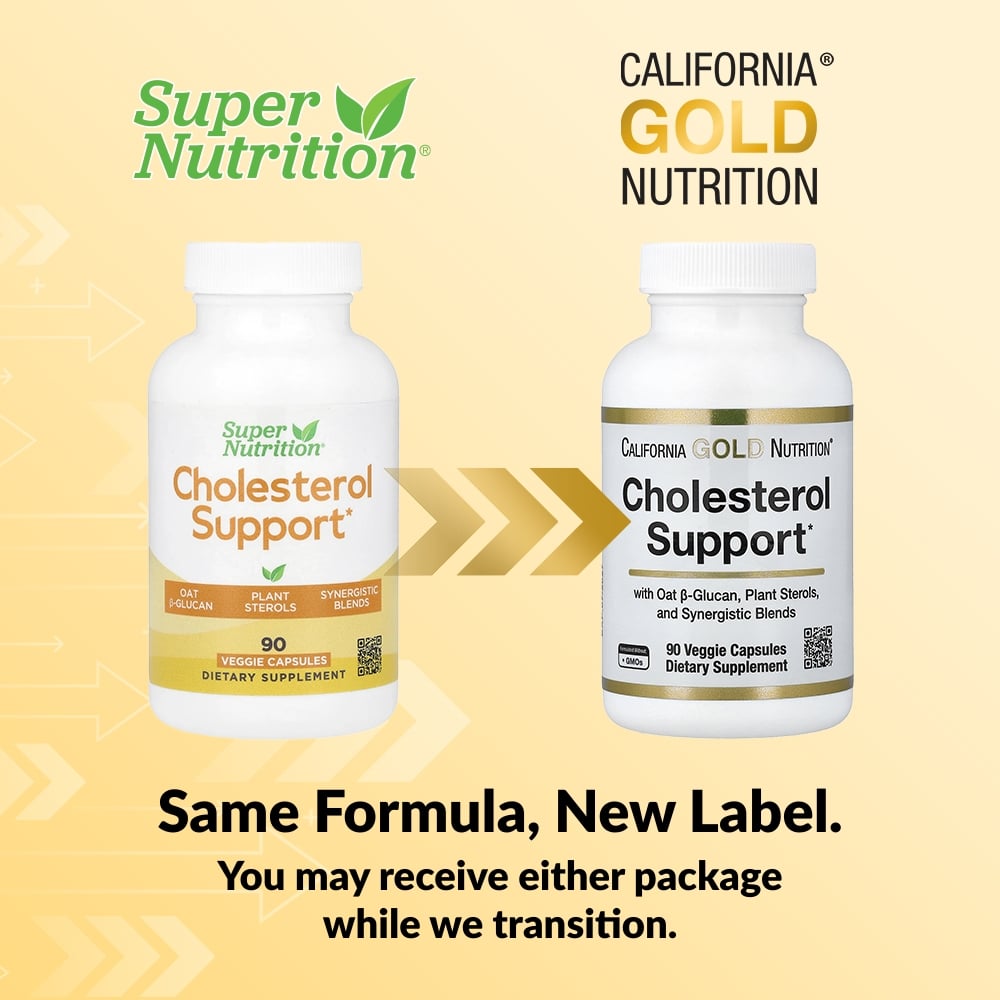 California Gold Nutrition, Cholesterol Support with Oat ß-Glucan Concentrate, Plant Sterols, Veggie & Digestive Blend, 90 Veggie Capsules