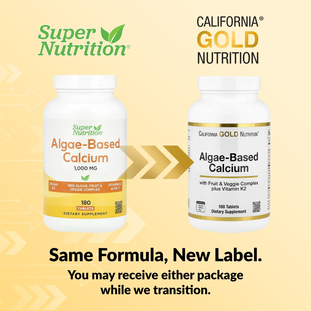 California Gold Nutrition, Algae-Based Calcium with Calcium, Vitamin D3, and Magnesium, Organic Strawberry, Raspberry, and Blueberry, 180 Tablets