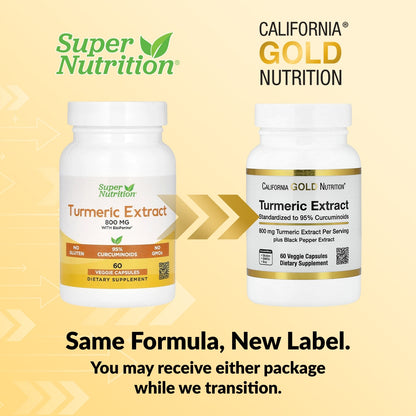 California Gold Nutrition, Turmeric Extract with 95% Curcuminoids, and BioPerine® Black Pepper Extract, 60 Veggie Capsules