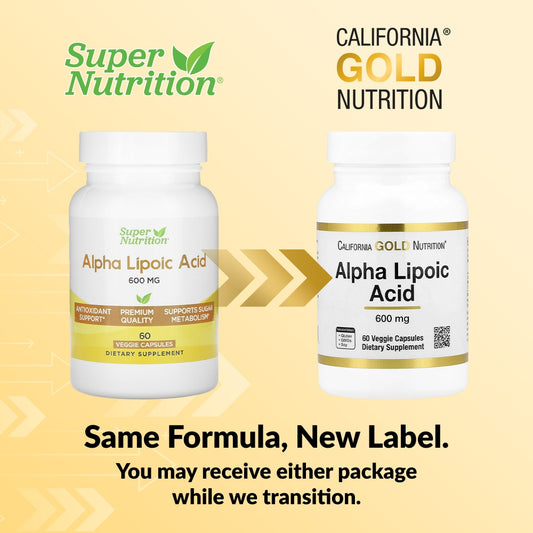 California Gold Nutrition, Alpha Lipoic Acid, 600 mg, 60 Veggie Capsules