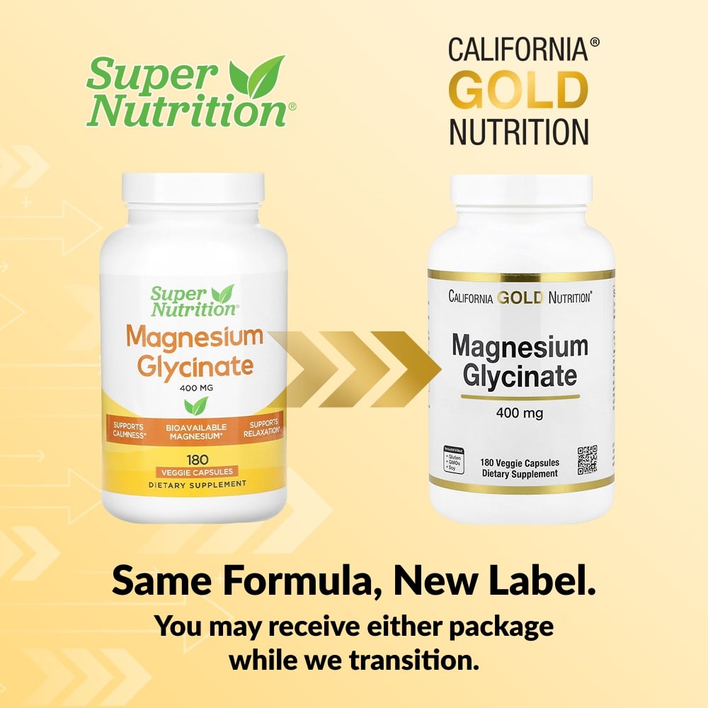 California Gold Nutrition, Magnesium Glycinate, 180 Veggie Capsules (133 mg per Capsule)