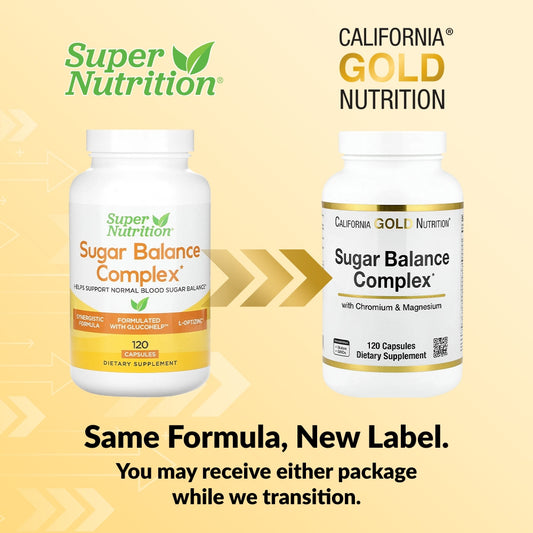 California Gold Nutrition, Sugar Balance Complex with Chromium, Gymnema Sylvestre, Gingko Biloba and Milk Thistle, 120 Capsules