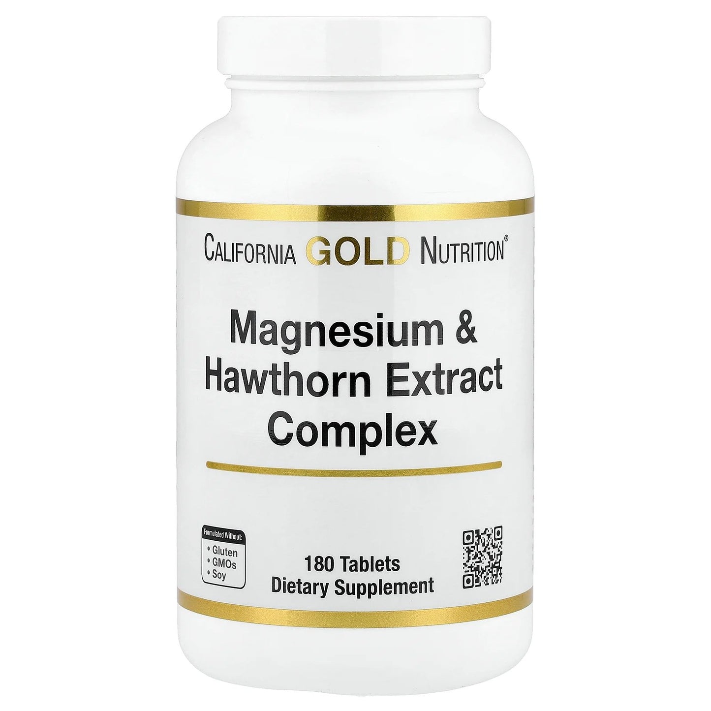 California Gold Nutrition, Magnesium & Hawthorn Extract Complex with Taurine, Coleus forskohlii Extract, and Hops, 180 Tablets