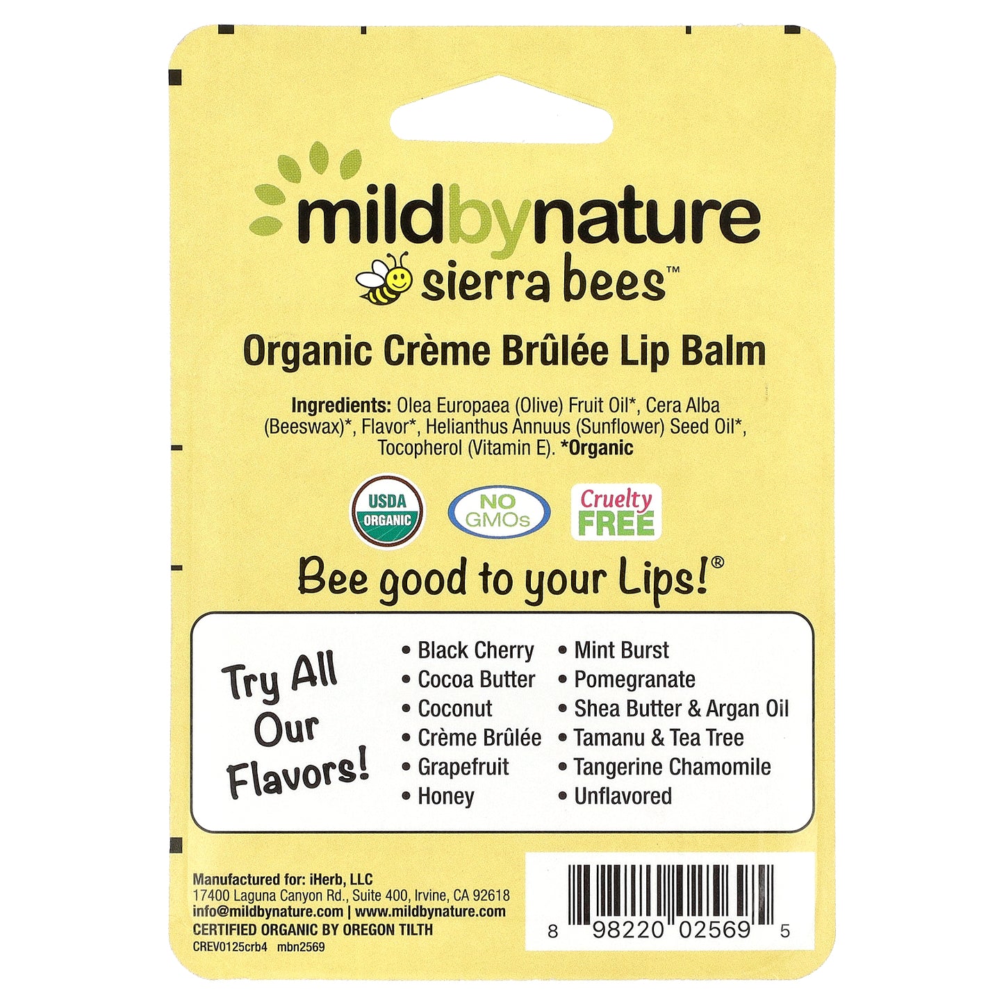 Mild By Nature, Sierra Bees™, Organic Lip Balms, Creme Brulee, 4 Pack, 0.15 oz (4.25 g) Each