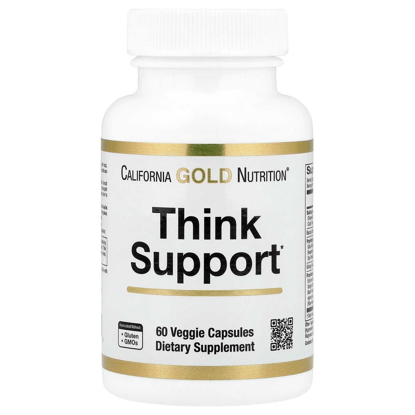 California Gold Nutrition, Think Support, with Ginkgo Biloba, Skullcap, Gotu Kola, Bacopa and Enzymes, 60 Veggie Capsules