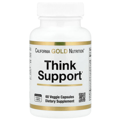 California Gold Nutrition, Think Support, with Ginkgo Biloba, Skullcap, Gotu Kola, Bacopa and Enzymes, 60 Veggie Capsules