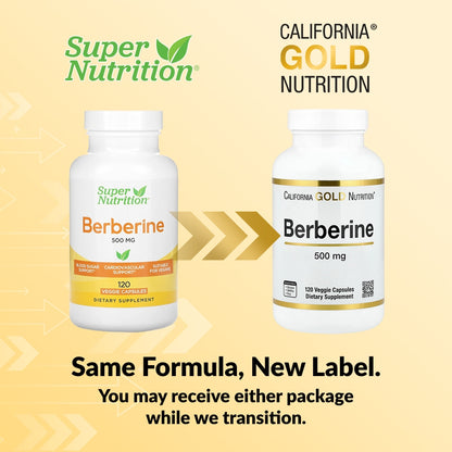 California Gold Nutrition, Berberine HCI, 500 mg, 120 Veggie Capsules
