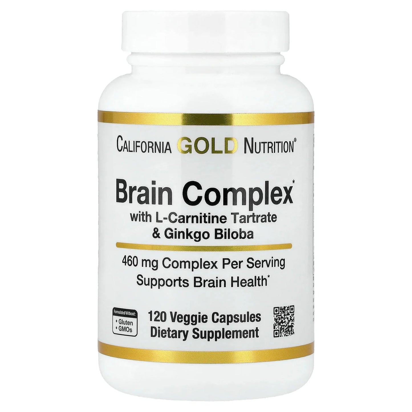 California Gold Nutrition, Brain Complex with L-Carnitine, Ginkgo Biloba, Phosphatidylserine, and Choline, 120 Veggie Capsules
