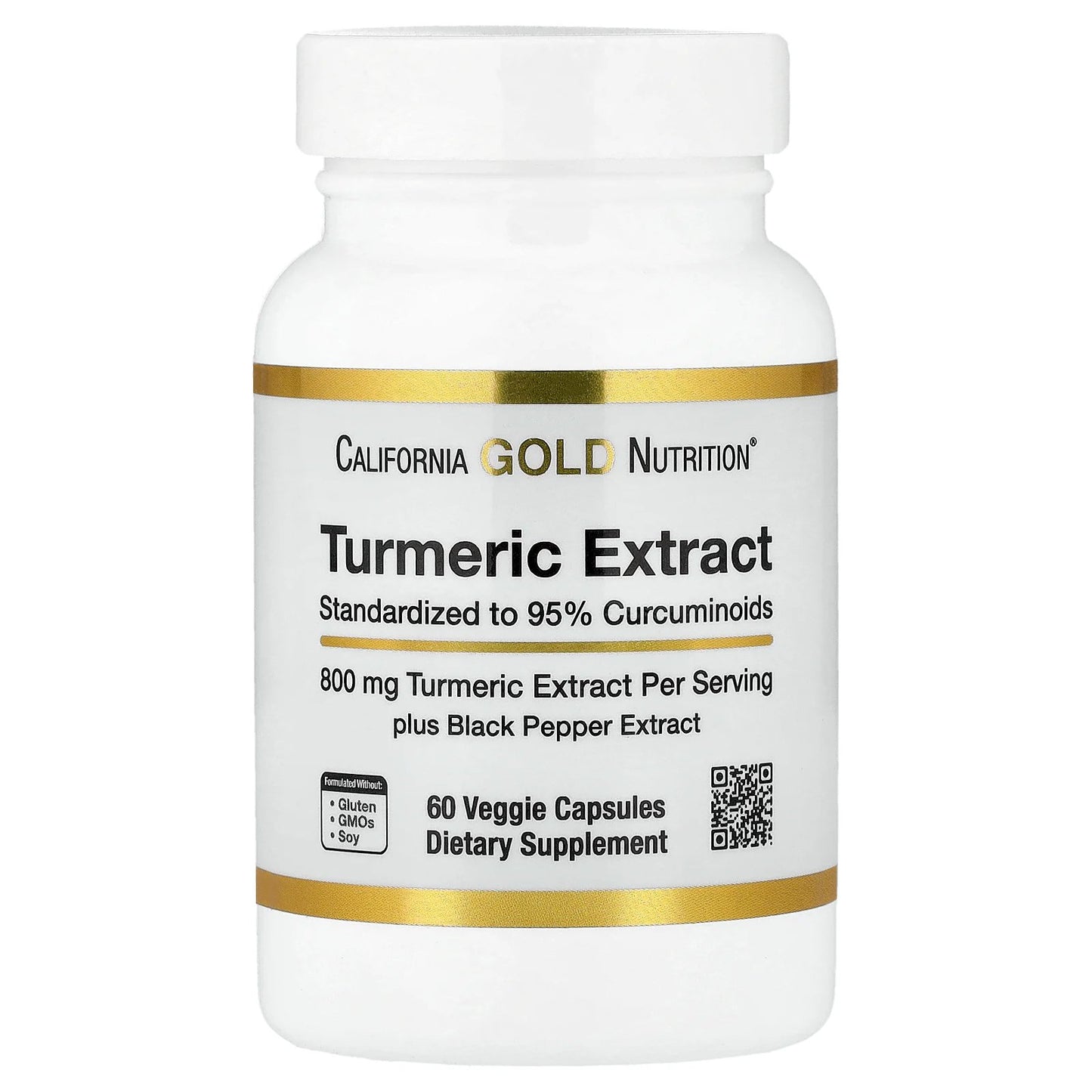 California Gold Nutrition, Turmeric Extract with 95% Curcuminoids, and BioPerine® Black Pepper Extract, 60 Veggie Capsules