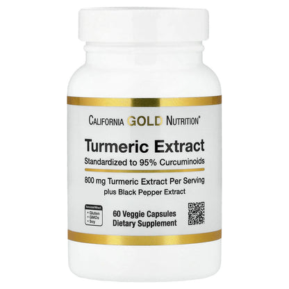 California Gold Nutrition, Turmeric Extract with 95% Curcuminoids, and BioPerine® Black Pepper Extract, 60 Veggie Capsules