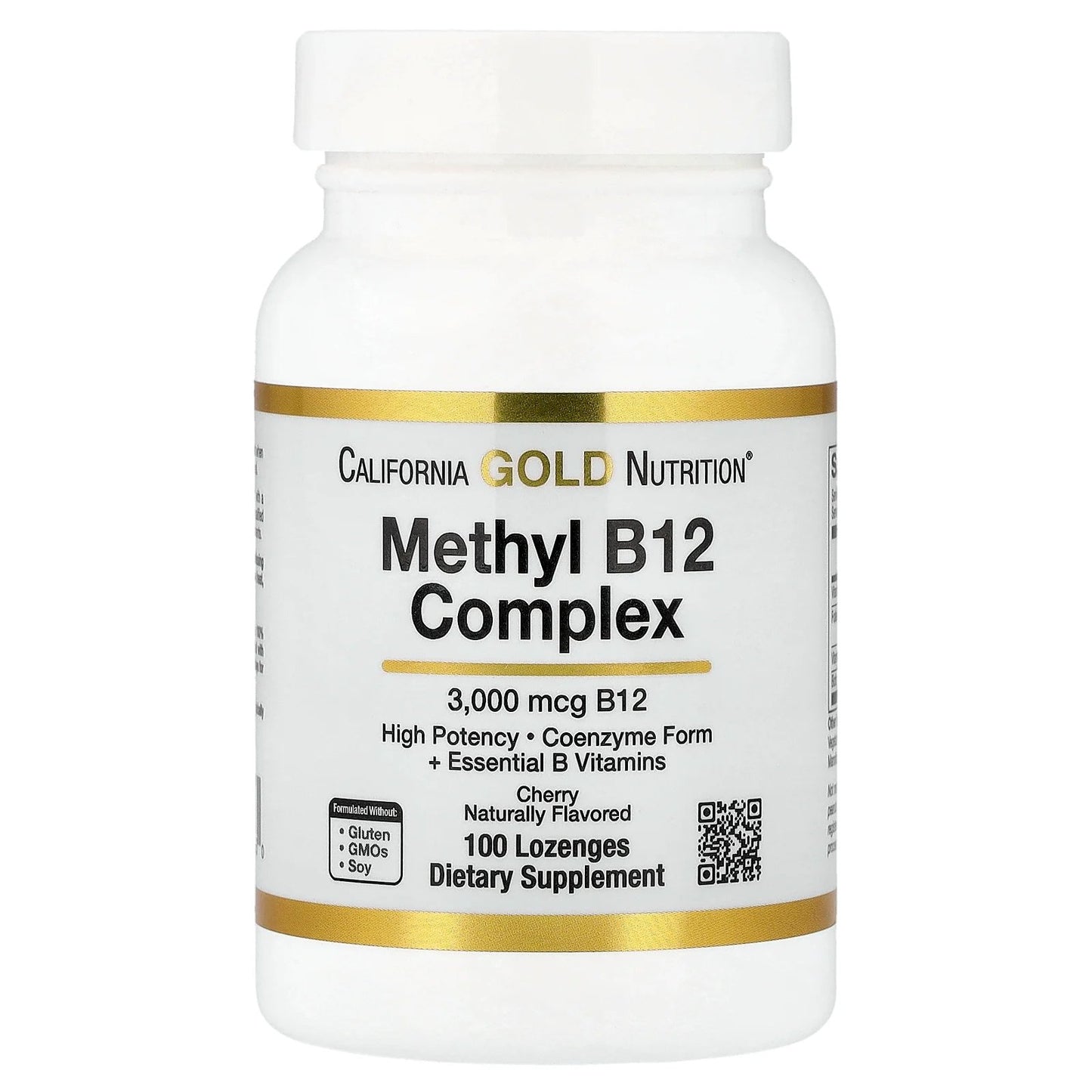 California Gold Nutrition, Methyl B12 Complex with Folate, Biotin and Vitamin B6, Cherry, 100 Lozenges