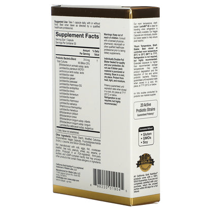 California Gold Nutrition, LactoBif® 65 Probiotics, 30 Veggie Capsules