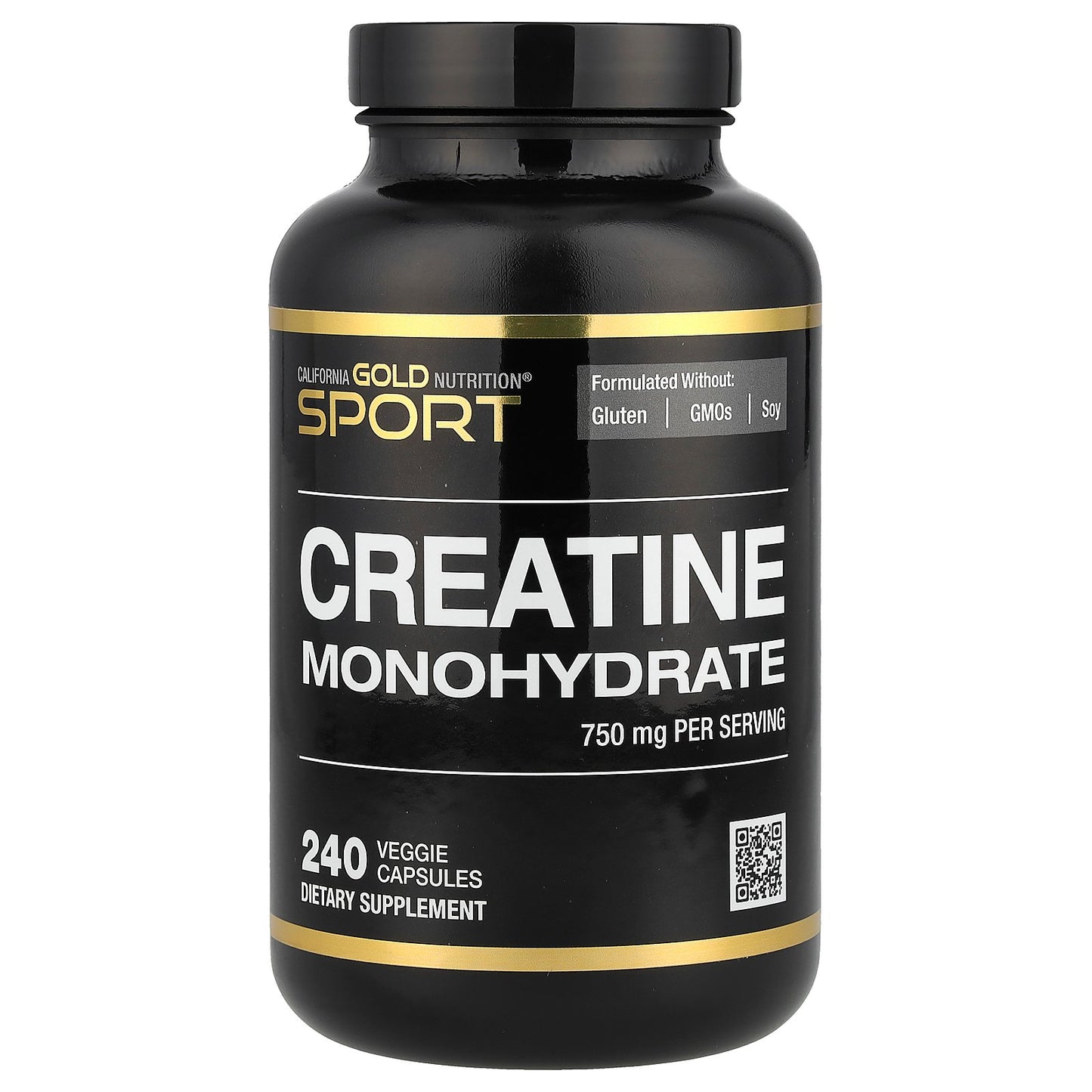 California Gold Nutrition, Sport, Creatine Monohydrate, 750 mg, 240 Veggie Capsules