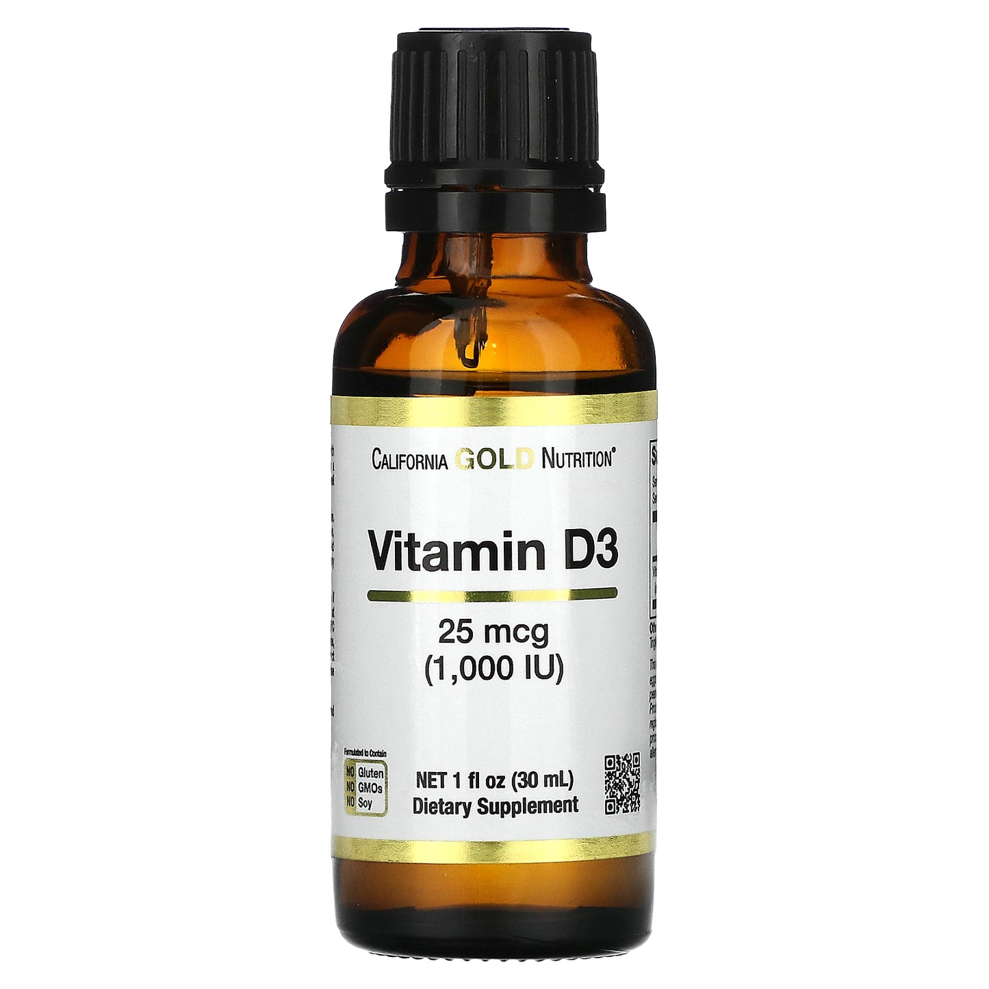 California Gold Nutrition, Vitamin D3, 25 mcg (1,000 IU), 1  fl oz (30 ml)