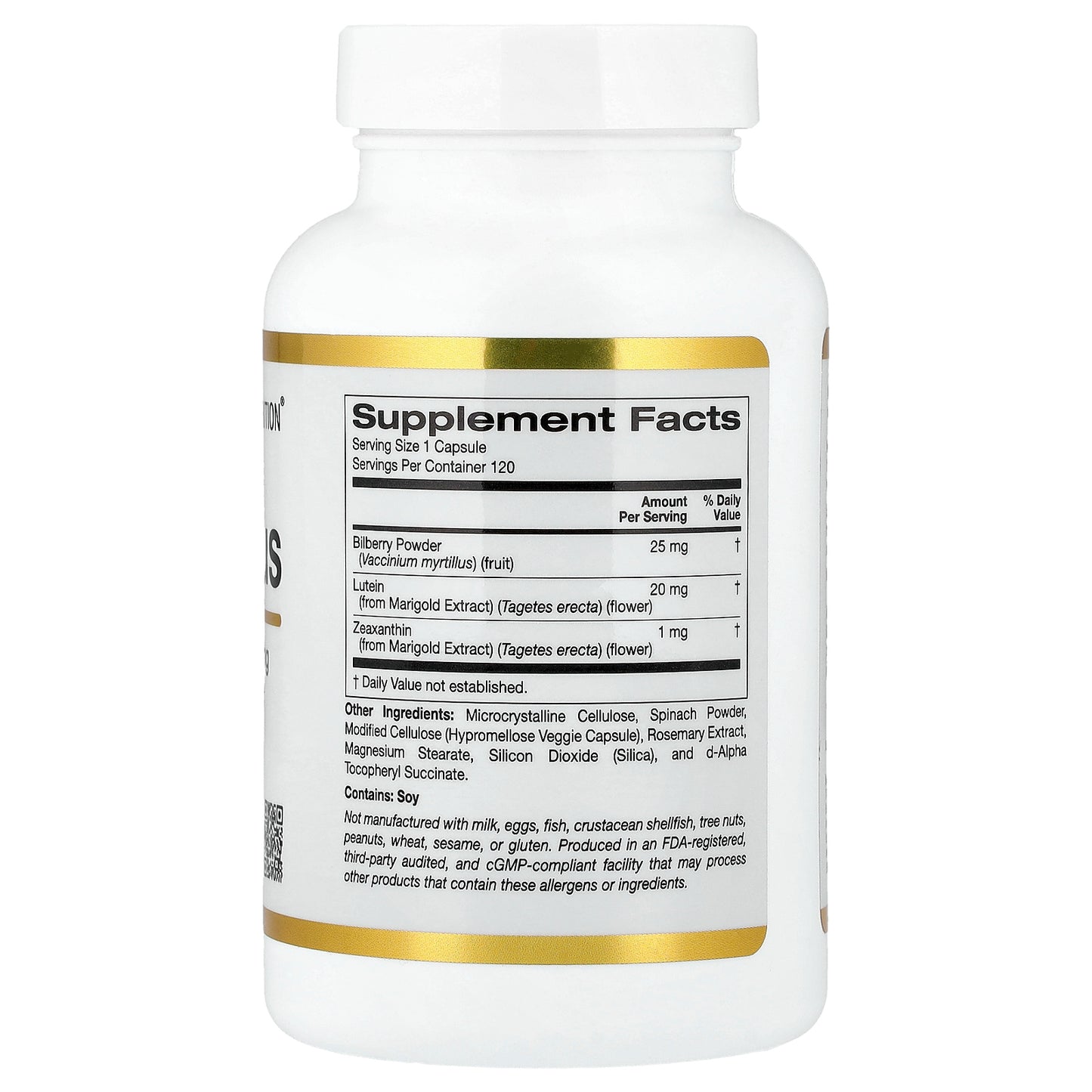 California Gold Nutrition, Lutein Plus with Bilberry Powder and Zeaxanthin, 120 Veggie Capsules