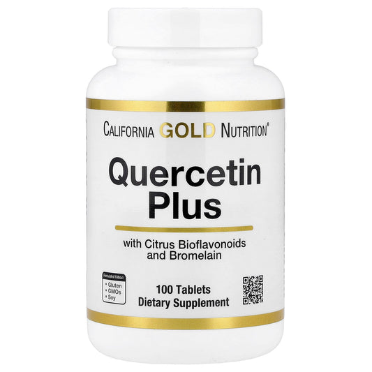 California Gold Nutrition, Quercetin Plus with Quercetin, Vitamin C, Citrus Bioflavonoids, Bromelain, Turmeric and Vitamin C, 100 Tablets