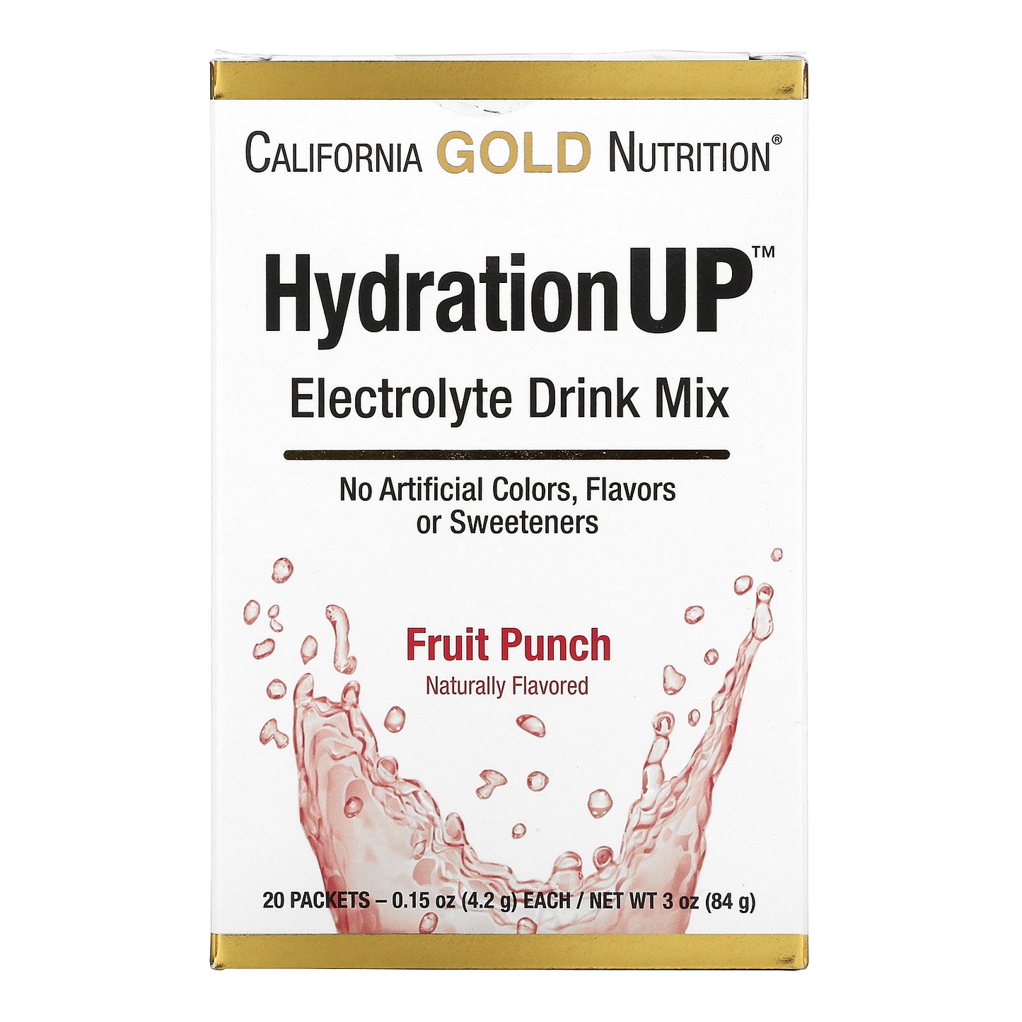 California Gold Nutrition, HydrationUP, Electrolyte Drink Mix, Fruit Punch, 20 Packets, 0.15 oz (4.2 g) Each