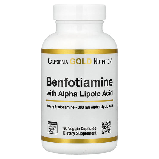 California Gold Nutrition, Benfotiamine + Alpha Lipoic Acid and L-Leucine, 90 Veggie Capsules