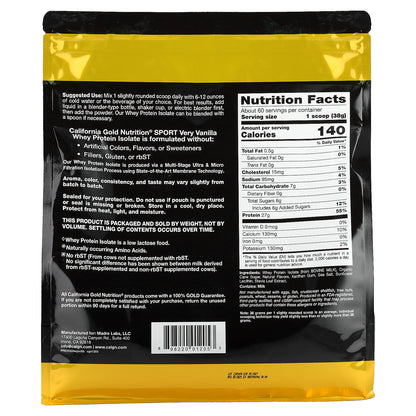 California Gold Nutrition, Whey Protein Isolate, Very Vanilla , 5 lb (2.27 kg)