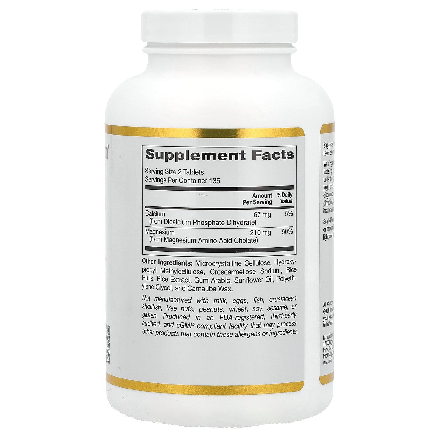 California Gold Nutrition, Magnesium Chelate with Calcium, 270 Tablets