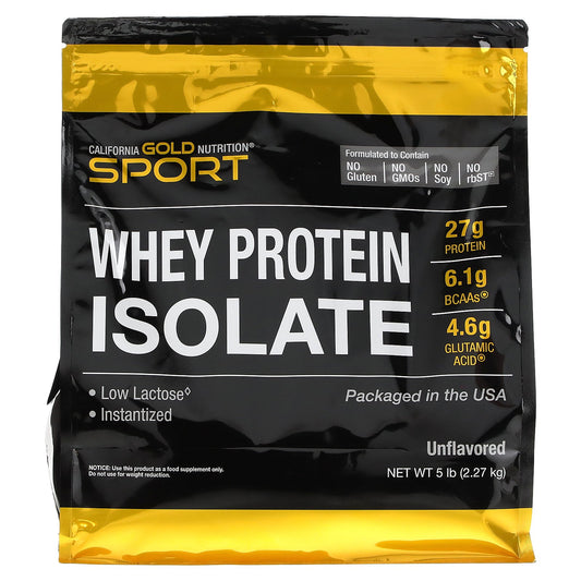 California Gold Nutrition, Sport, Whey Protein Isolate, Unflavored, 5 lb (2.27 kg)