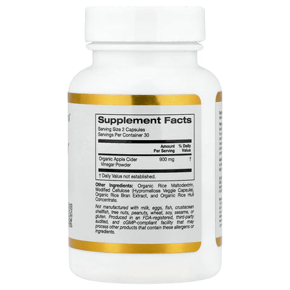 California Gold Nutrition, Apple Cider Vinegar, 60 Veggie Capsules (450 mg per Capsule)