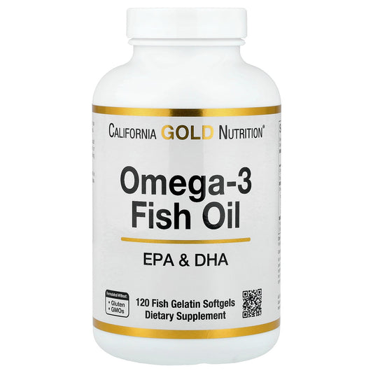 California Gold Nutrition, Omega-3 Fish Oil, 120 Fish Gelatin Softgels (1,250 mg per Softgel)