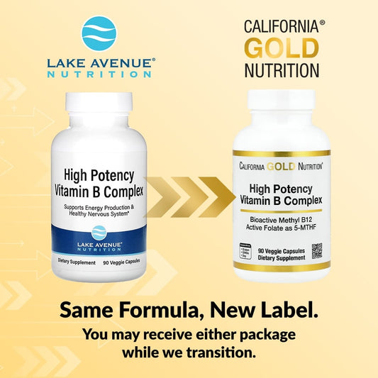 California Gold Nutrition, High Potency Vitamin B Complex with Methyl Folate & Methyl B12, 90 Veggie Capsules