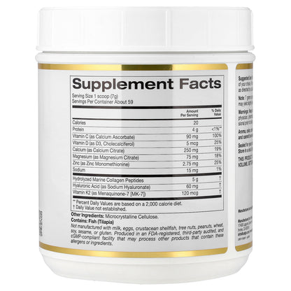 California Gold Nutrition, Bone Food with Collagen Peptides, Hyaluronic Acid, plus Vitamins & Minerals, Unflavored , 14.5 oz (411 g)