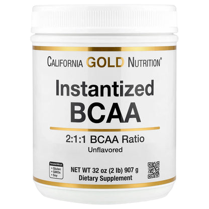 California Gold Nutrition, Instantized BCAA Powder with L-Leucine, L-Isoleucine, and L-Valine, Unflavored, 2 lb (907 g)