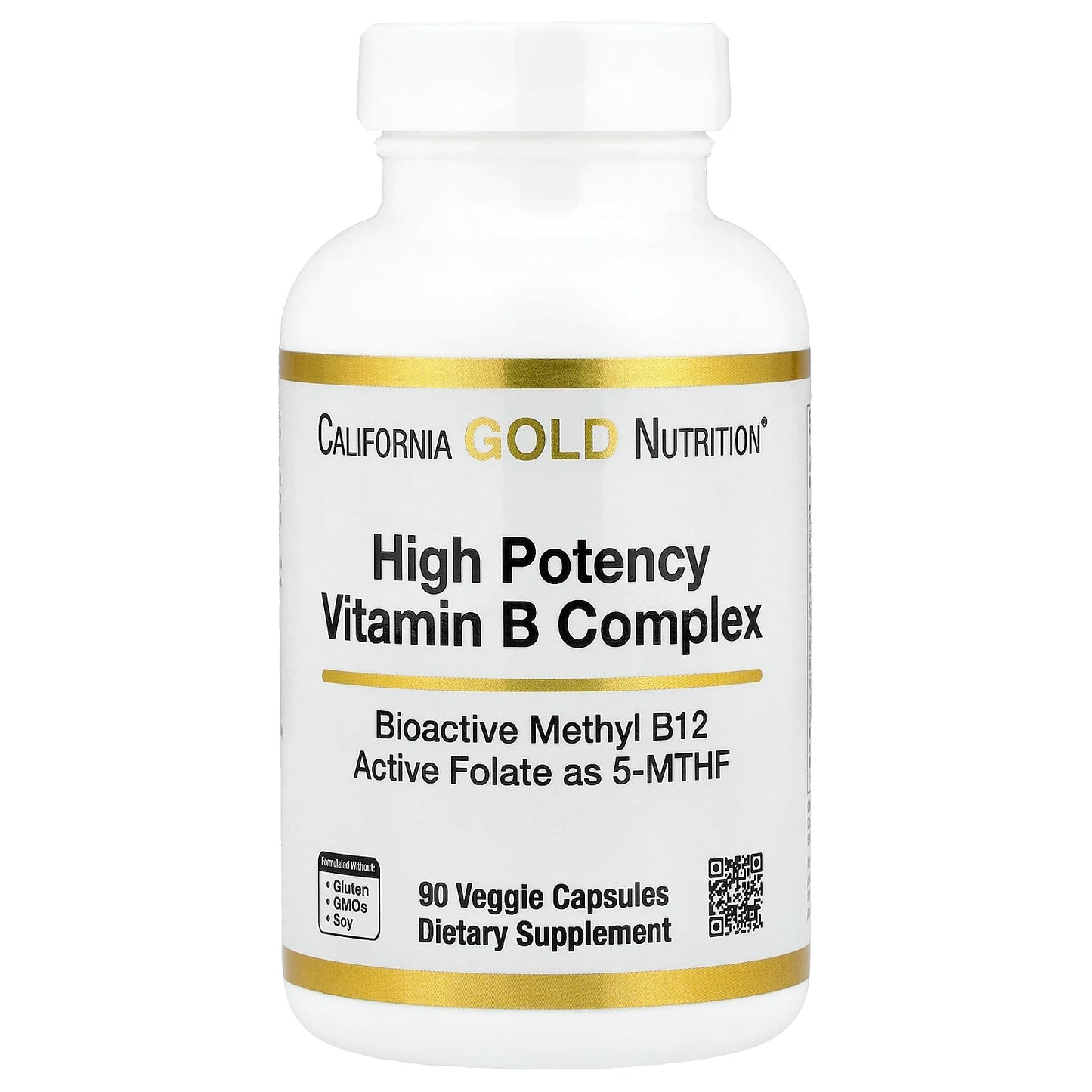 California Gold Nutrition, High Potency Vitamin B Complex with Methyl Folate & Methyl B12, 90 Veggie Capsules