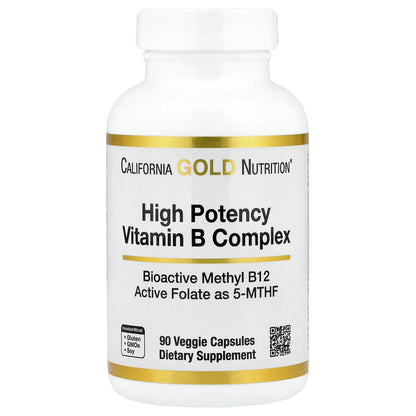 California Gold Nutrition, High Potency Vitamin B Complex with Methyl Folate & Methyl B12, 90 Veggie Capsules