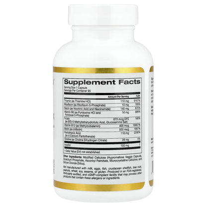 California Gold Nutrition, High Potency Vitamin B Complex with Methyl Folate & Methyl B12, 90 Veggie Capsules
