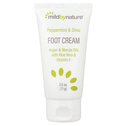 Mild By Nature, Peppermint & Shea Foot Cream with Argan & Marula Oils, 2.5 oz (71 g)