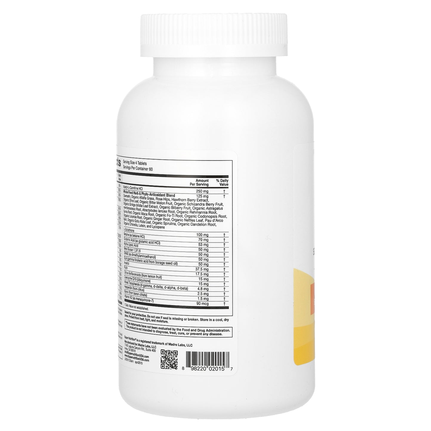 Super Nutrition, Super Immune, Immune-Strengthening Multivitamin with Glutathione, High-Potency Vitamins, Minerals and Herbs, 240 Tablets