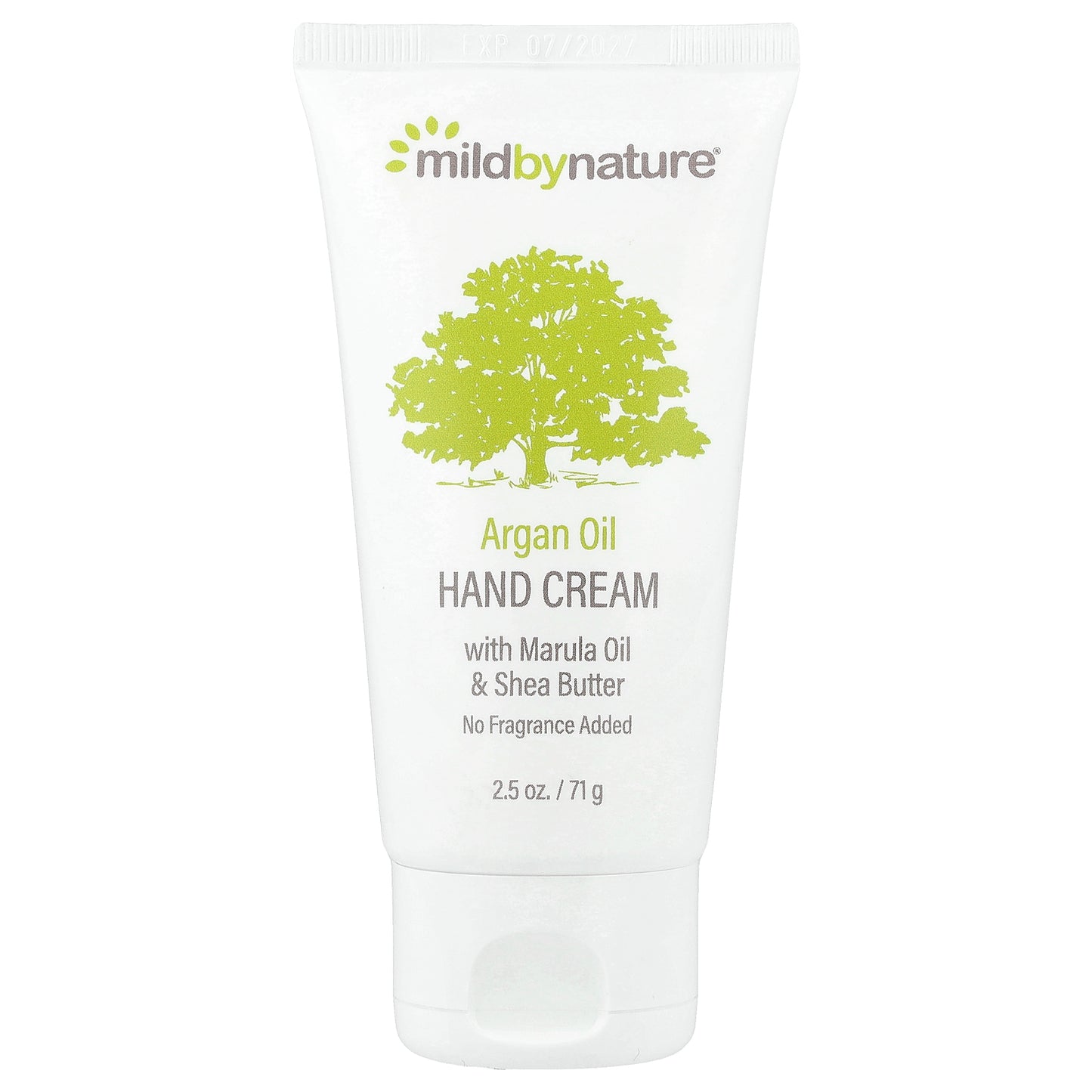 Mild By Nature, Argan Oil Hand Cream with Marula Oil & Coconut Oil plus Shea Butter, Soothing and Unscented, 2.5 oz (71 g)