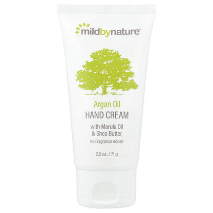 Mild By Nature, Argan Oil Hand Cream with Marula Oil & Coconut Oil plus Shea Butter, Soothing and Unscented, 2.5 oz (71 g)