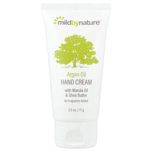 Mild By Nature, Argan Oil Hand Cream with Marula Oil & Coconut Oil plus Shea Butter, Soothing and Unscented, 2.5 oz (71 g)