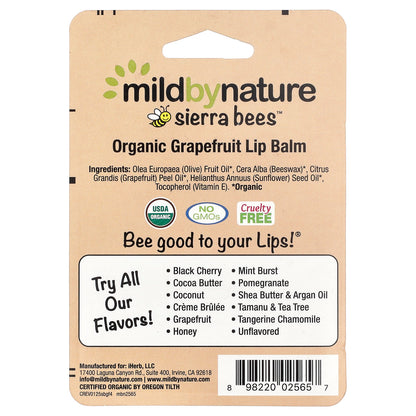 Mild By Nature, Sierra Bees™, Organic Lip Balms, Grapefruit, 4 Pack, 0.15 oz (4.25 g) Each