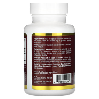 California Gold Nutrition, Reishi (Ganoderma lucidum), Full Spectrum, Certified Organic, 90 Veggie Capsules
