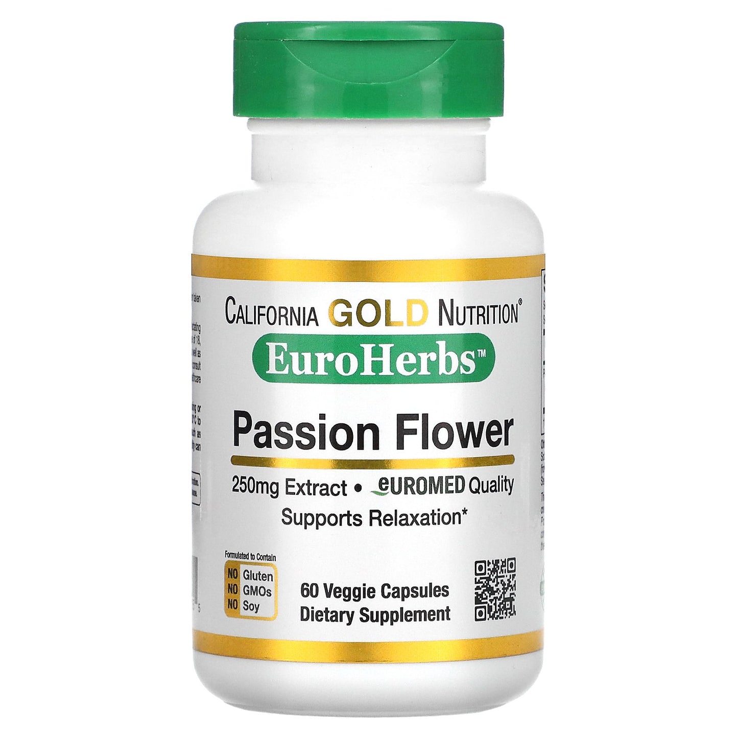 California Gold Nutrition, EuroHerbs, Passion Flower Extract,  Euromed Quality, 250 mg, 60 Veggie Capsules