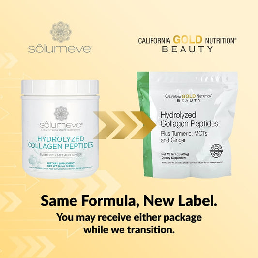 California Gold Nutrition, Hydrolyzed Collagen Peptides with Turmeric, MCT, and Ginger, 14.1 oz (400 g)