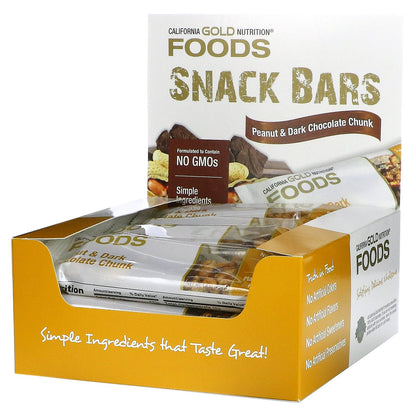 California Gold Nutrition, FOODS - Peanut & Dark Chocolate Chunk Bars, 12 Bars, 1.4 oz (40 g) Each