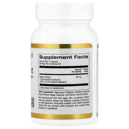 California Gold Nutrition, Saffron Extract with Affron®, 28 mg, 60 Veggie Capsules