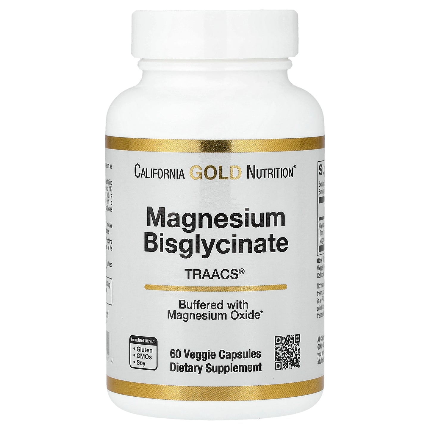 California Gold Nutrition, Magnesium Bisglycinate, Formulated with TRAACS®, 60 Veggie Capsules (100 mg per Capsule)